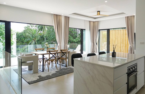 Maret Villa | Modern 2-bedroom villa with private pool, office space, and lush surroundings
