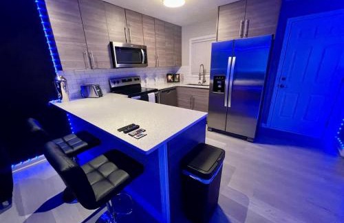Loring Heights Apartment | Modern Chrome Heart Haven - Fireplace Bed
