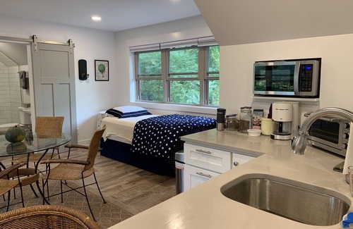 Port Sheldon House | Modern Guest Suites in Beautiful Wooded Setting, Steps to Lake MI Sleeps 6