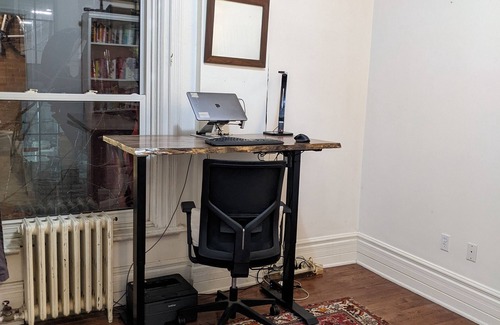 Bay Cloverhill Apartment | Modern Industrial Loft w/office, 1 min walk to subway