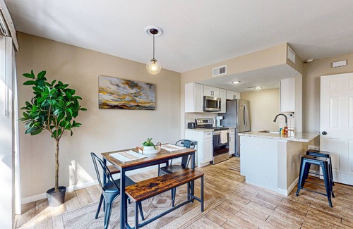 Fontana House | Modern townhome with pool, AC, W/D, grill, and private patio