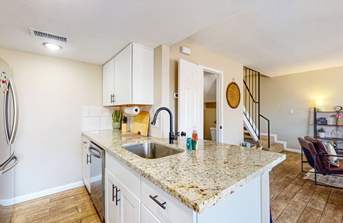 Fontana House | Modern townhome with pool, AC, W/D, grill, and private patio