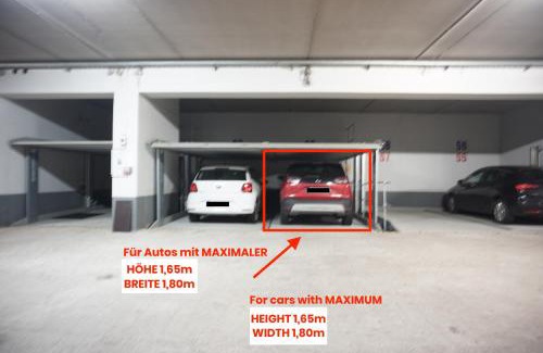 Innenstadt-West Apartment | NEU modernes Apartment in Top Lage, free Parking max 1,65m Höhe und 1,8m Breite