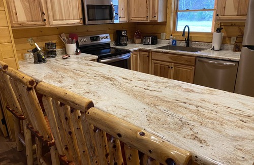 Ferguson Cabin | New 2/2 Log Cabin, Rushing Trout Stream, Hot Tub, Fireplace, 8 Acres, WiFi