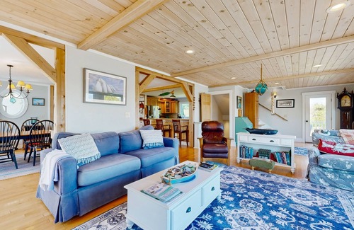 Harpswell House | Oceanfront home with dock, beautiful deck & firepit - steps to the beach