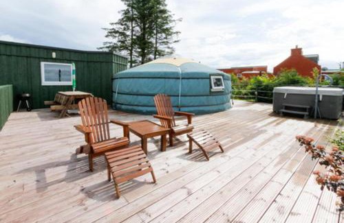 Turriff House | Orange Yurt with Hot Tub- Sleeps 3 Parking & WiFi