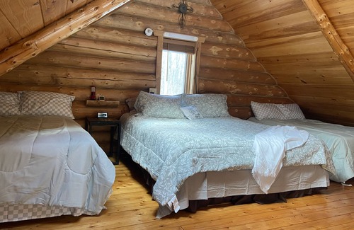 Glidden Cabin | PET FRIENDLY! Off-grid Log Cabin 60 acre Estate w Private Lake & Endless Trails!