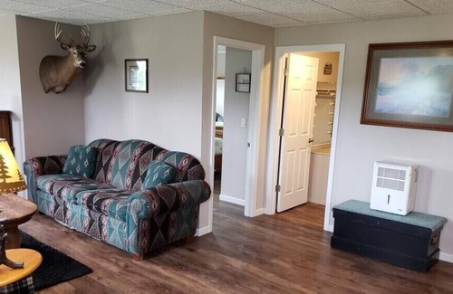 Elkhart Lake Cabin | Private lower level house with a kitchen . Come and visit the 🐺🦌🦬🦢