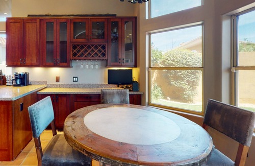La Paz At Desert Springs House | Pueblo-style home with private pool, patio, lovely yard, kiva fireplace, firepit