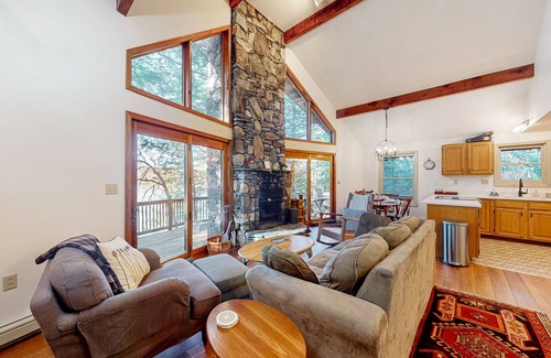 Casco House | Quintessential lakefront cabin with canoe, grill, wood-burning fireplace, & AC
