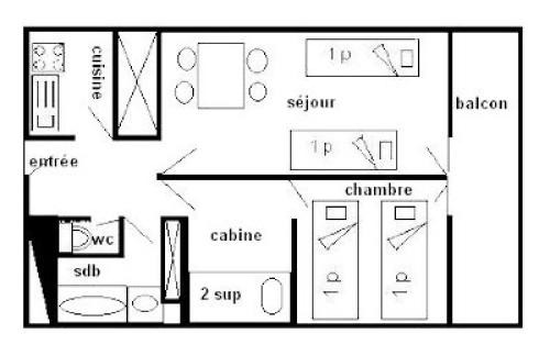 Aime Apartment | Résidence Aime 2000 - 2 Pièces + cabine 6 pers - PLAGNE AIME 2000 MAE-6144