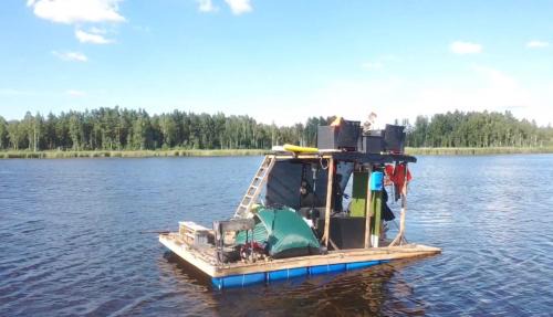Pedvale Boat Rental | Raft on a forest lake