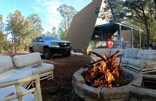 Overgaard Cabin | Retro-Modern A-Frame Mountain Getaway Sleeps 6