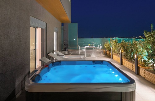 Petaloudes Apartment | Rhodes Skyline Suite With out Door Jacuzzi Sea View A1