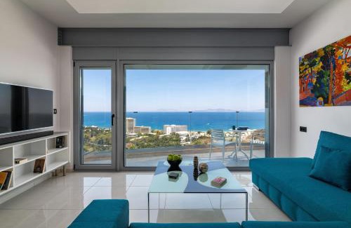 Petaloudes Apartment | Rhodes Skyline Suite with out Door Jacuzzi Sea View