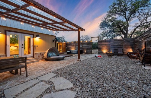 Wimberley Villa | Romantic Tiny Luxury Retreat w heated pool, sauna n outdoor shower in Wimberley 10 acres