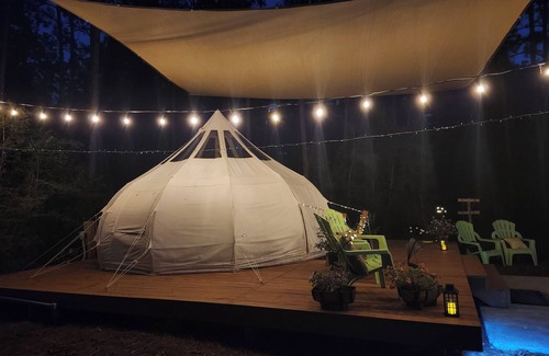 Conroe Cabin | Rustic Glamping with Goats in Forest Near Houston