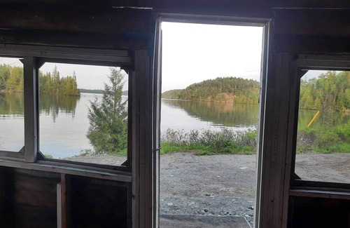 Sioux Narrows Nestor Falls Cabin | Rustic Log Cabin #8 on Crow Lake at Bull Moose Lodge. Family and pet friendly