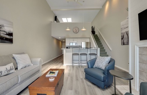 Charlevoix Condo | Scenic 2BR with Vaulted Ceilings | Downtown Charlevoix | Pool, Hot Tub, Sauna