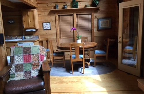 Lake Lure House | Secluded Log Home on 10 acres w creek, garden, trails, fire pit, FP, Sleeps 10