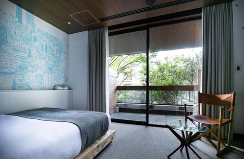 Jingumae Hotel | Snazzy , Hip Room in Artsy Hotel in Shibuya + Balcony.