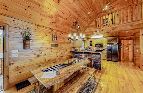 Morganton Cabin | Snowbird-Friendly Lodge w/Scenic Deck, Game Room, Hot Tub, High-Speed WiFi