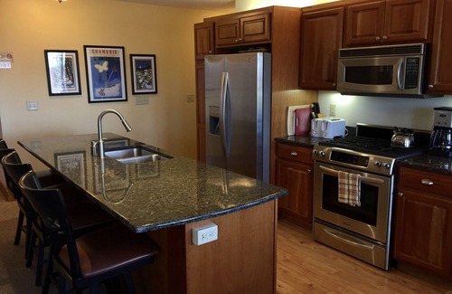 North Troy Condo | Spacious ski-in, ski-out 2-BR Jay Peak Village Condo, right on trail. A/C incl.!