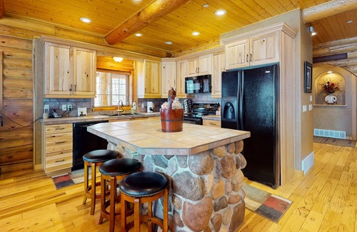 Midway Cabin | Sprawling mountain retreat with fireplace, deck views, & fire pit - near skiing