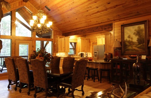 Broken Bow Cabin | Step inside to see the lush décor and cathedral ceiling. Pool Table, Hot Tub!