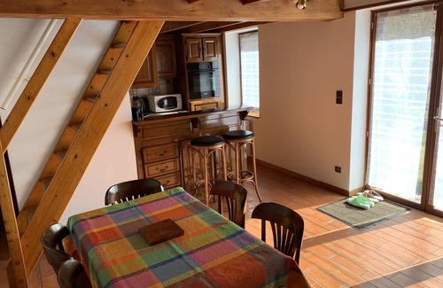 Esterre Ski Chalet | Stone, wood, slate, fireplace, stunning south-facing view, 4 travellers.