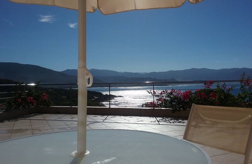 Vico Apartment | Studio in villa with large terrace and wonderful sea view. 400m from the sea.