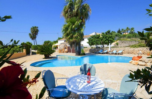 Fustera House | Stunning private villa for 8 guests with hot tub, A/C, WIFI, private pool, TV, patio and parking