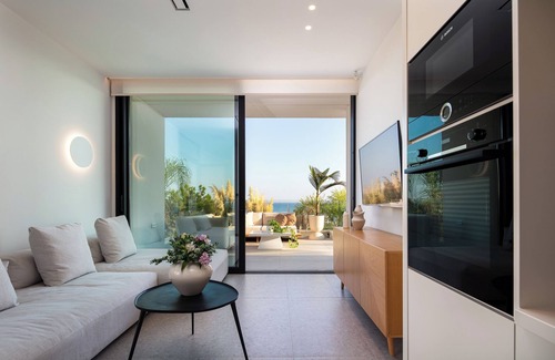 Rethymno Villa | Stunning sea views, 450m from a sandy beach, heated pool, playroom and hot tub!