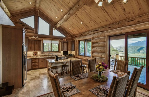 Pleasant Valley House | STUNNING views from luxury log home on 44 acres! Two masters! Over 4000 sq feet.