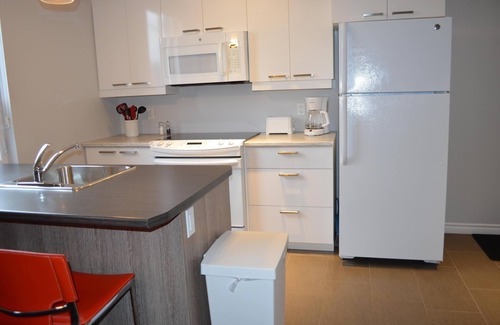 Rouyn-Noranda Apartment | Suite with closed bedroom and sofa bed on the rue Principale (Le Chic-urbain)