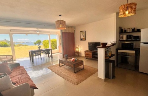 Marigot Apartment | Sunset on lagoon from the terrace