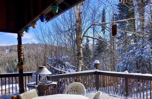 Sainte-Agathe-des-Monts Ski Chalet | Swiss Chalet with Real Two Story Stone Fireplace