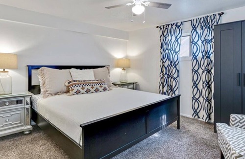 Orem Apartment | Terrific King Bedroom with a Waffle Breakfast!