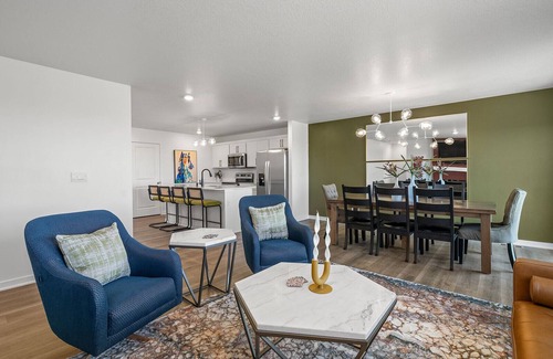Elkhart House | The House Divided. New Home. Hot Tub. Game Room. Open Concept Living Spaces.