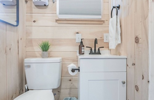 Grand Junction House | Tiny home with one queen bed on main floor.