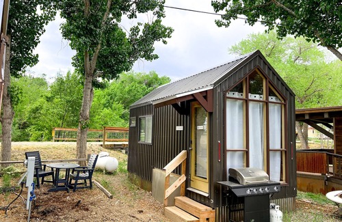 Montrose House | Tiny home with one lofted queen bed and full size futon.