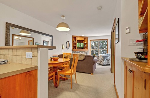 Silver Star Mountain Condo | Top floor 1 bedroom condo at Creekside - pet friendly, large deck & ski-in/out