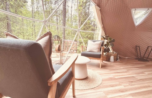 Pikwakanagan Cabin | TRANQUILITY DOME OFFGRID GLAMPING RETREAT IN PRIVATE FOREST!