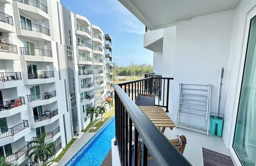 Kram Condo | Tropical beach nearby, Studio well-equiped kichen, AC, Wi-fi, Pools and Gym
