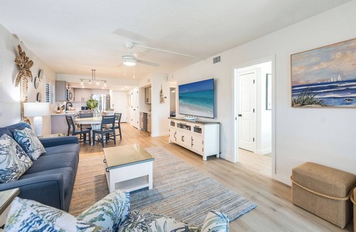 Sanibel Condo | Two-bedroom, ground floor unit with direct access to beach and pool.