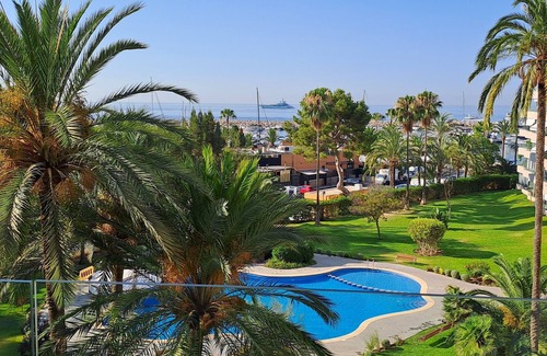 Portals Nous Condo | Very well maintained flat-sea view, direct access to harbour-tropic. garden pool