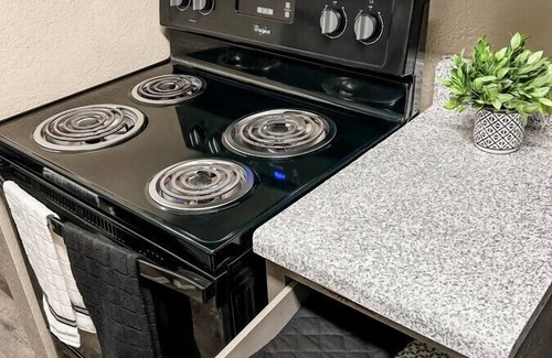 Barker Apartment | Vibrant Texan Escape with Patio & Gated Community