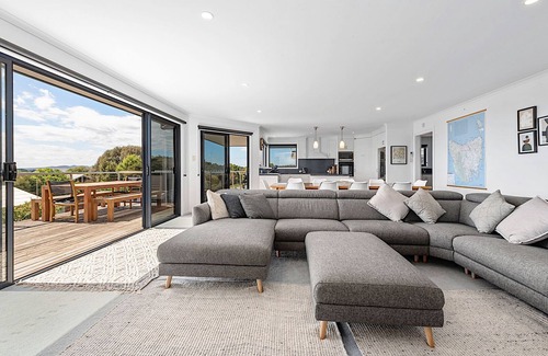 Greens Beach House | View of the Strait from the deck.