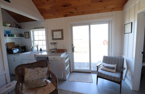 Barnstable Cottage | Views across Barnstable Harbor from the deck of this 2 br cottage with access to Association beach.