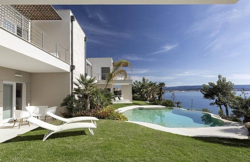 Fertilia Villa | Villa Amenea: A charming and bright two-story villa built directly above the sea, with Free WI-FI.